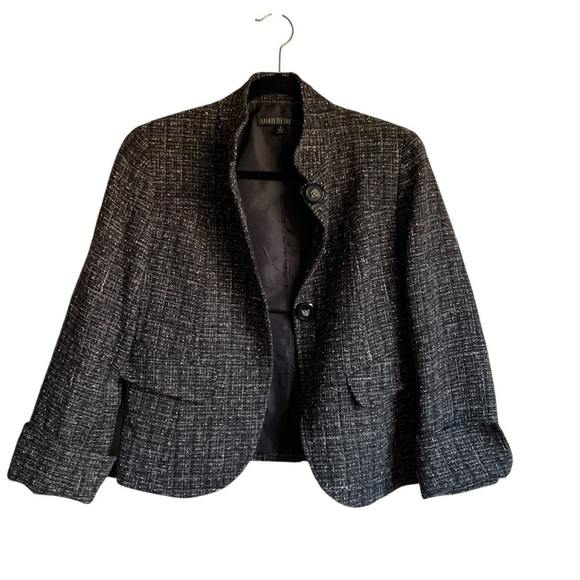Lafayette 148 New York Tweed Button Lined Blazer Size 2 - Picture 2 of 11
